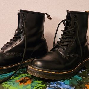 Dr. Martens Black Leather 1460 W Lace-Up Boots